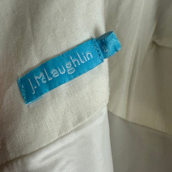 J.McLaughlin | White Linen Blend Spaghetti Strap Knee Length Dress | Size 8 - Picture 4 of 7